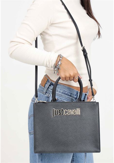 Shopper nera da donna con logo JUST CAVALLI | 77RA4BB1ZS766899